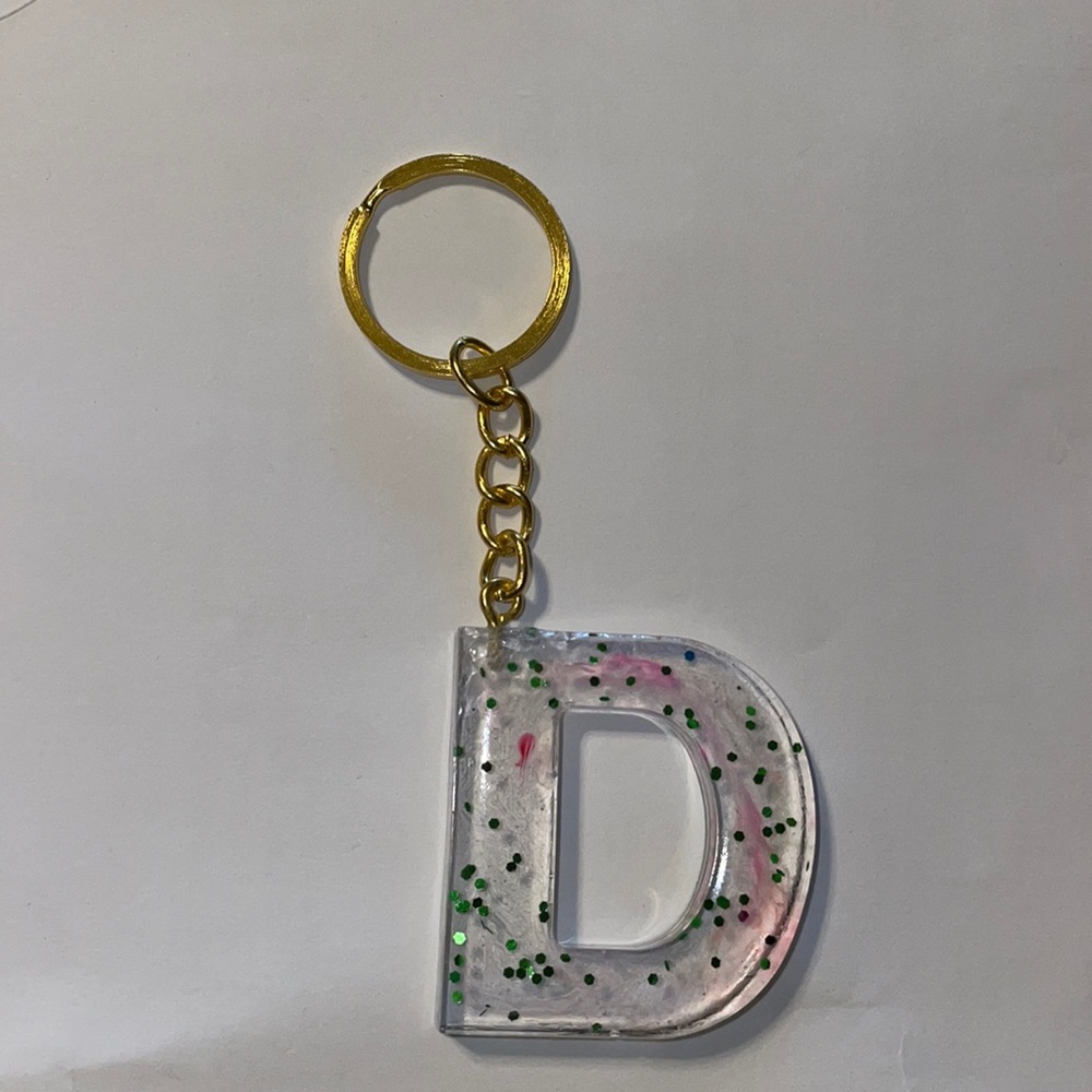 Resin keychain letter “D”